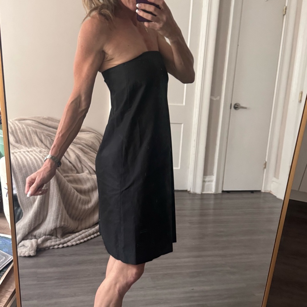 La Prestic Ouiston Paris Strapless Black Cotton Dress with Built-In Corset Sz S - Picture 2 of 13
